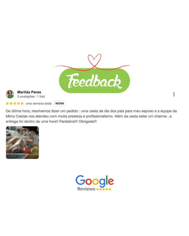 ✨ Nada como ouvir histórias reais de quem viveu a experiência com a gente.
A Marilda pediu uma cesta de última hora para o Dia dos Pais e recebeu tudo com carinho, charme e rapidez em apenas 1 hora!Obrigada pela confiança!📦 Entregamos em 3 horas em Brasília
💌 adoromimo.com.br 💌